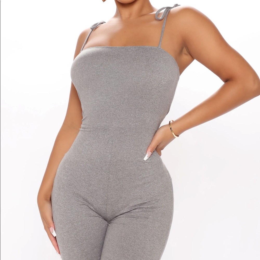 Grey tie jumpsuit